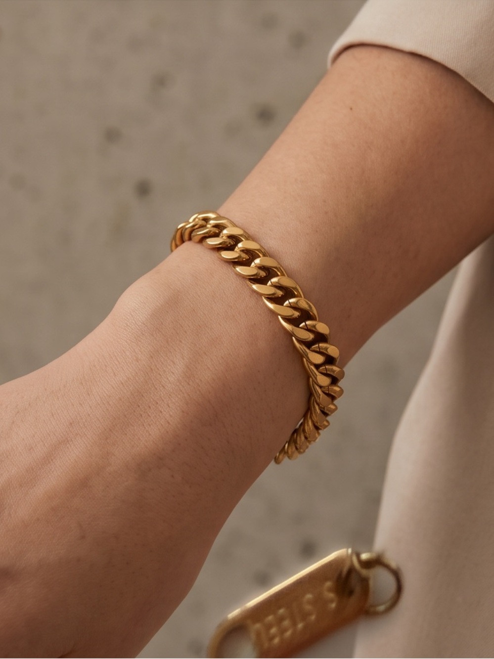 Gold Cuban Link Bracelet for Men - Polished Chain 7.5 -9.5 inch